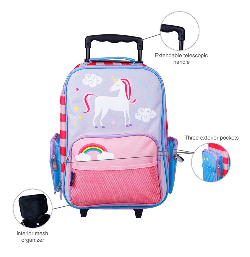 Wildkin Kids Rolling Suitcase â€“ Carry-On Size for School & Overnight Travel - Unicorn - Image 4